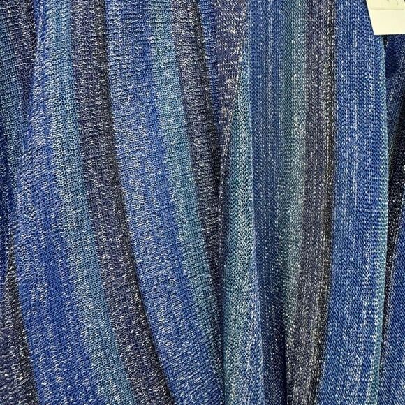 NWT L'Agence Knit Striped Tie Waist Berkeley Wrap Cardigan Blue Metallic Size XS - Picture 8 of 12